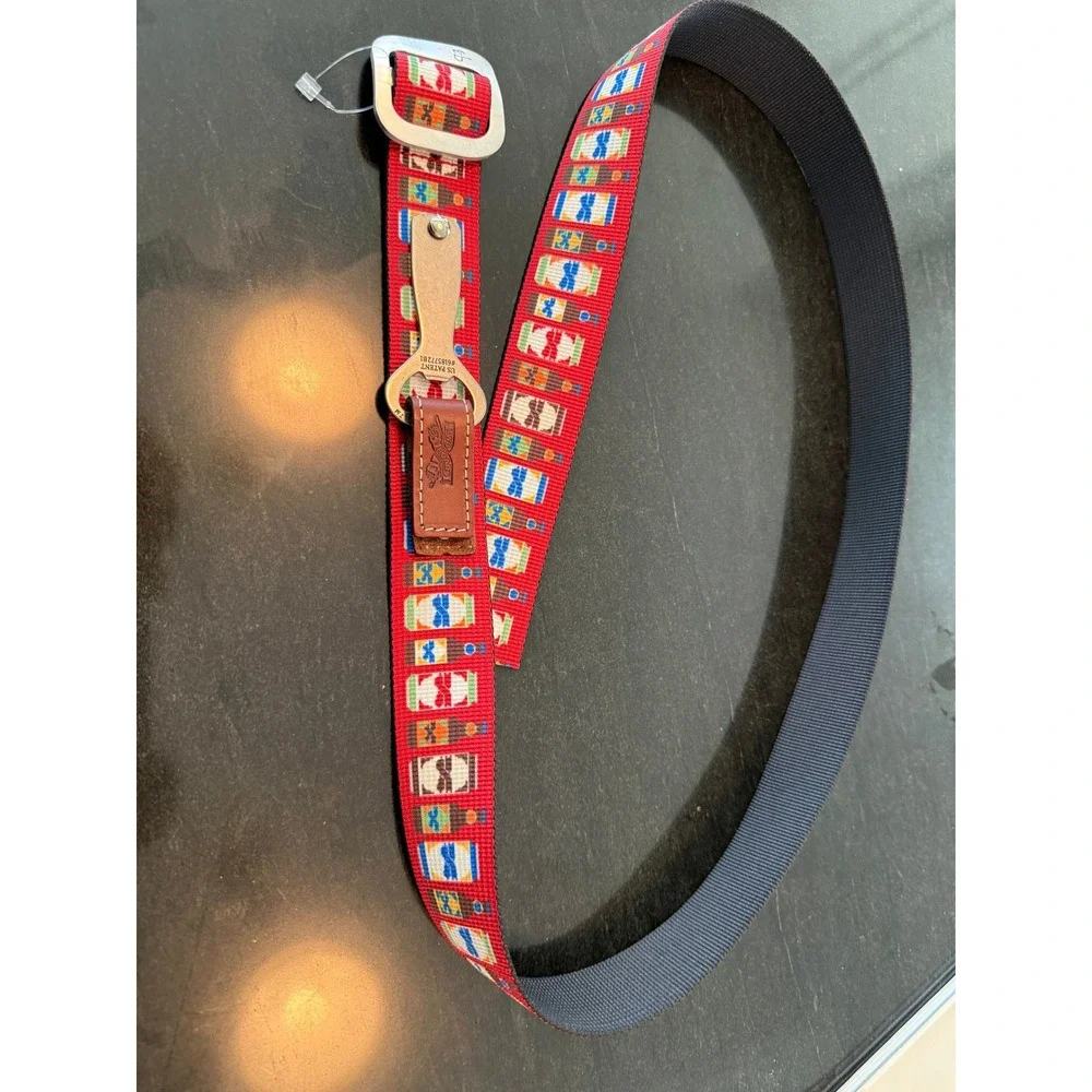 Thomas Bates Belt Red Woven Pattern Bottle Opener Buckle Two‎ Roads Brewery